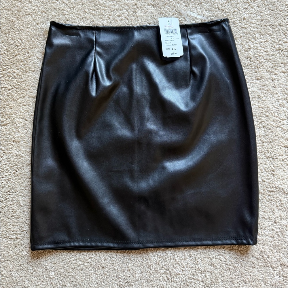 NWT Black Leather Skirt!